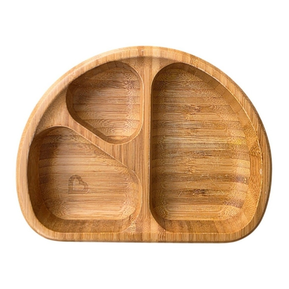 Munchkin Bamboo Suction Plate Divided Toddler Dish Teal MCKYC-3032 Wood E3